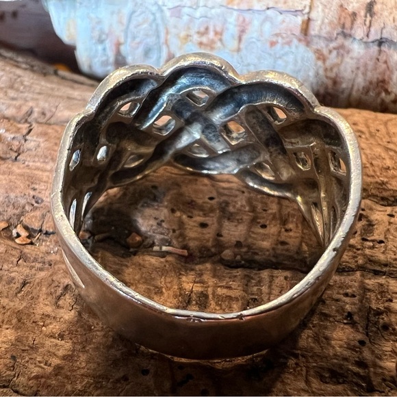 Artisan Woven Basket Sterling Silver Ring Band Celtic Sailor’s Knots Size 10 - Picture 9 of 9